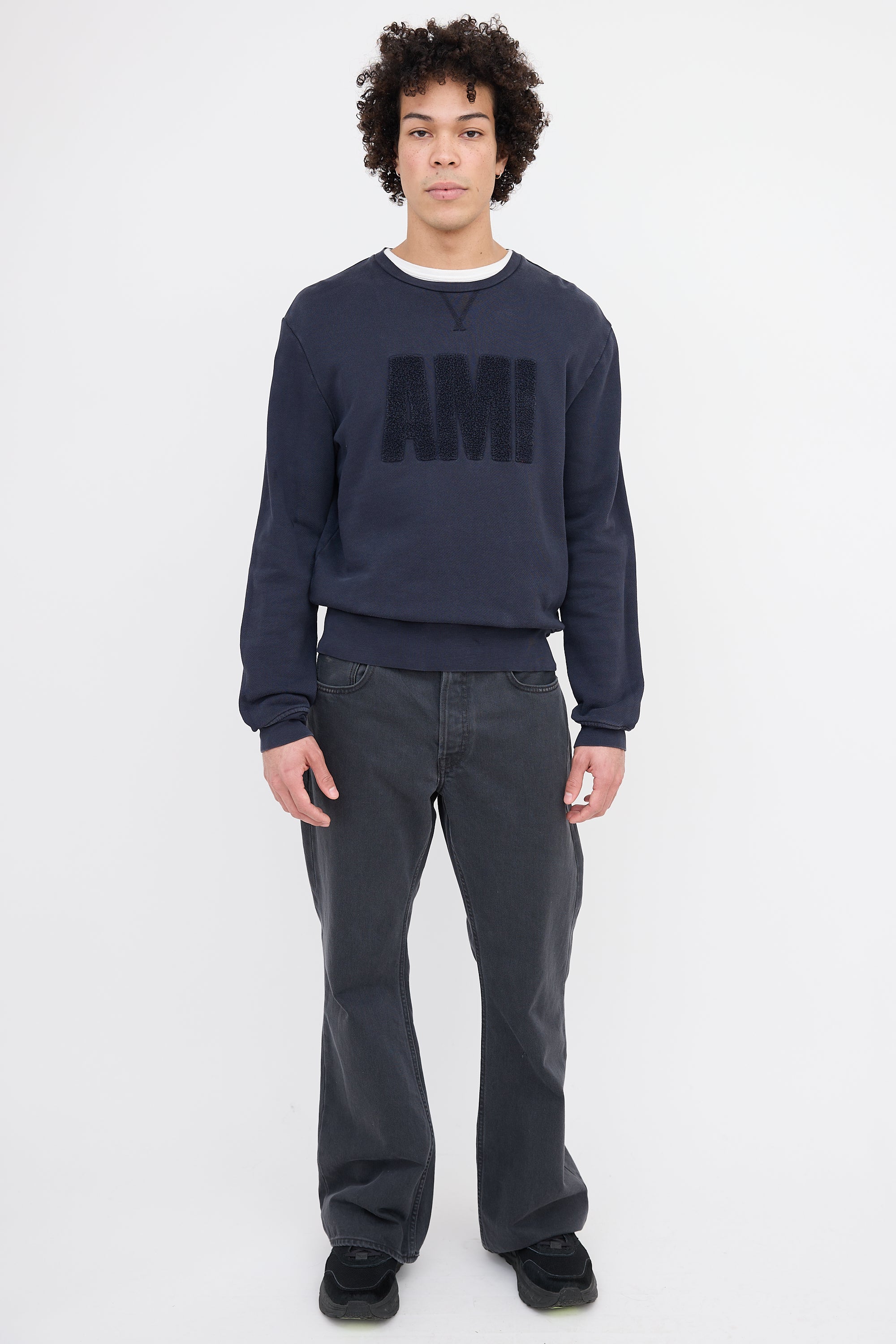 AMI Paris Terry Logo Crewneck Sweatshirt