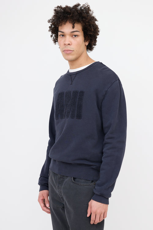AMI Paris Terry Logo Crewneck Sweatshirt