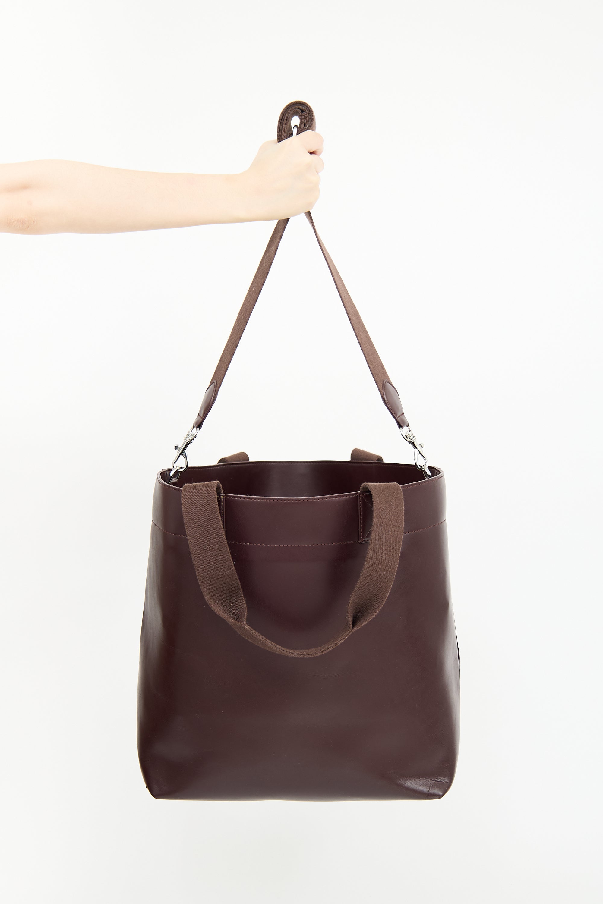 A.P.C. Burgundy Vinyl Eddy Tote Bag