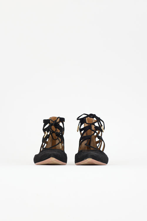 Aquazzura Suede Belgravia Cage Flat