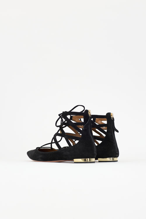 Aquazzura Suede Belgravia Cage Flat