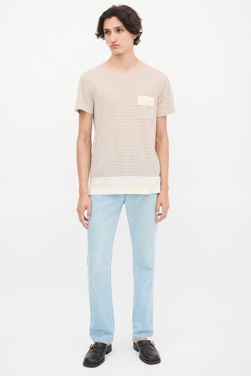 Acne Studios Beige & Brown Striped Pocket T-Shirt