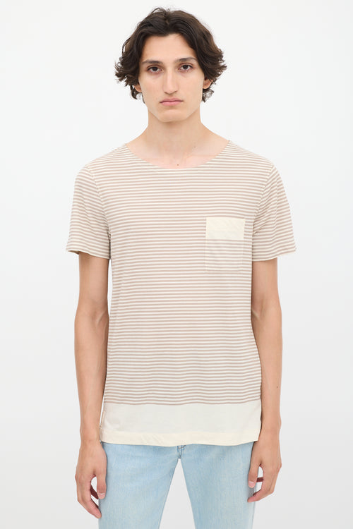 Acne Studios Beige & Brown Striped Pocket T-Shirt