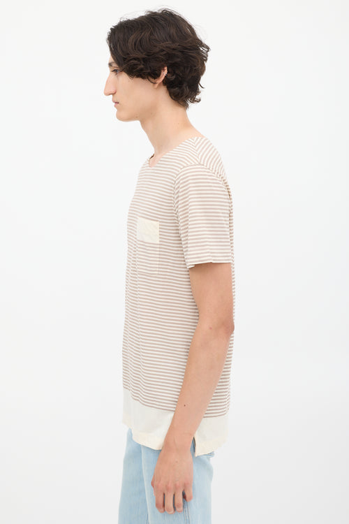Acne Studios Beige & Brown Striped Pocket T-Shirt