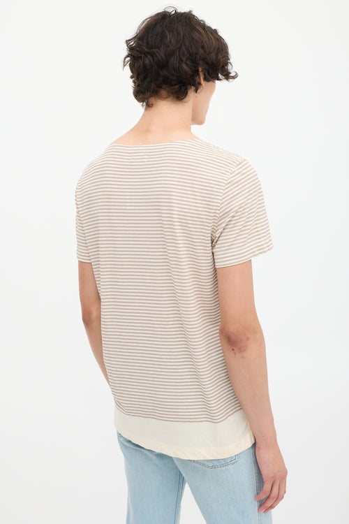 Acne Studios Beige & Brown Striped Pocket T-Shirt