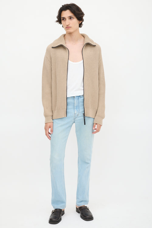 Acne Studios Beige Funnel Zipped Sweater