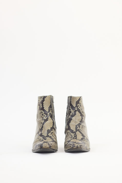 Acne Studios Beige Leather Embossed Ankle Boot