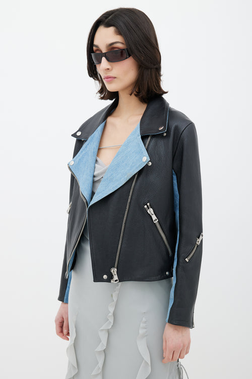 Acne Studios Black & Blue Denim Leather Jacket