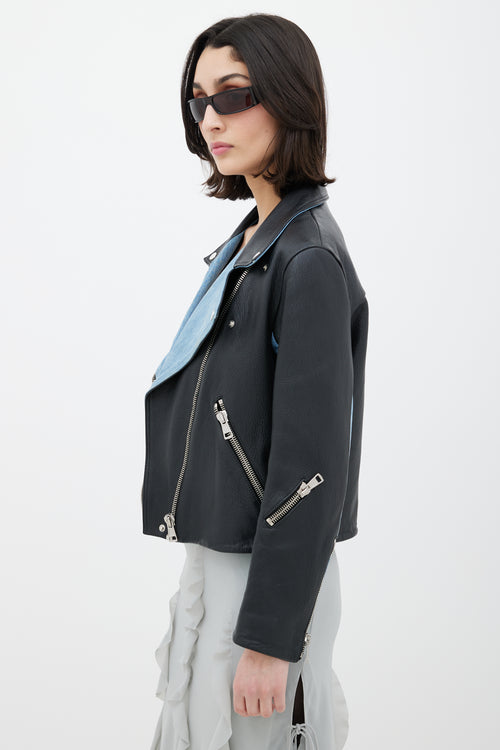 Acne Studios Black & Blue Denim Leather Jacket