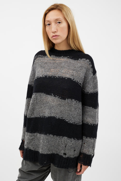 Acne Studios Black & Grey Knit Striped Sweater