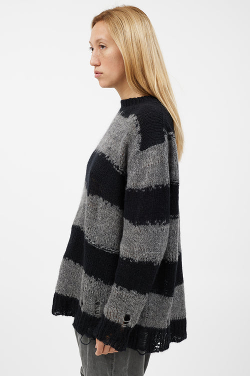 Acne Studios Black & Grey Knit Striped Sweater