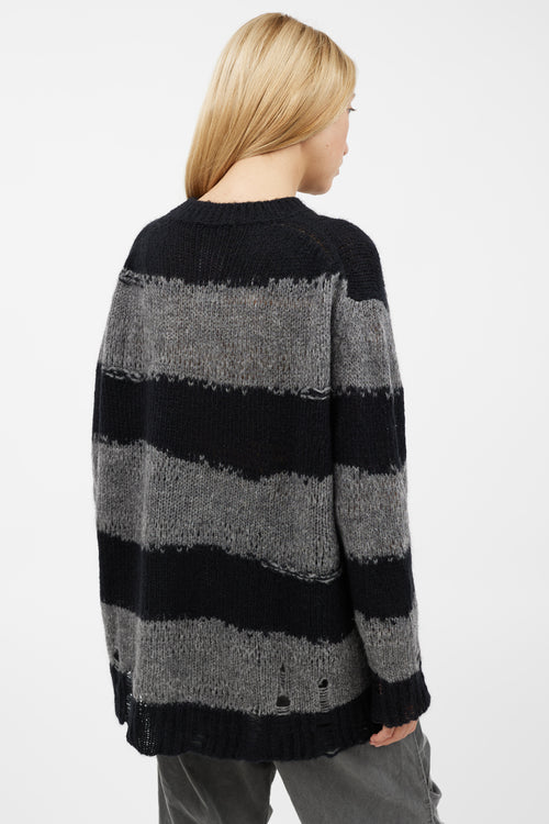 Acne Studios Black & Grey Knit Striped Sweater