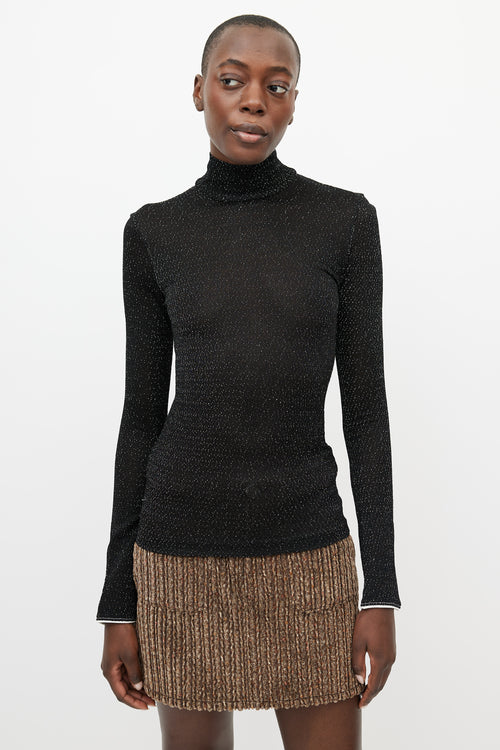 Acne Studios Black & Silver Metallic Woven Turtleneck