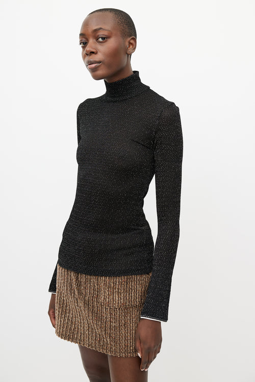 Acne Studios Black & Silver Metallic Woven Turtleneck