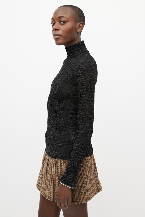 Acne Studios Black & Silver Metallic Woven Turtleneck