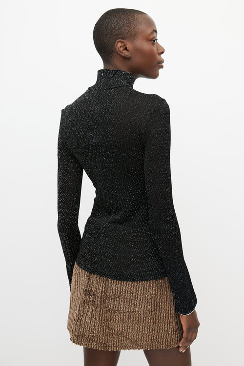 Acne Studios Black & Silver Metallic Woven Turtleneck