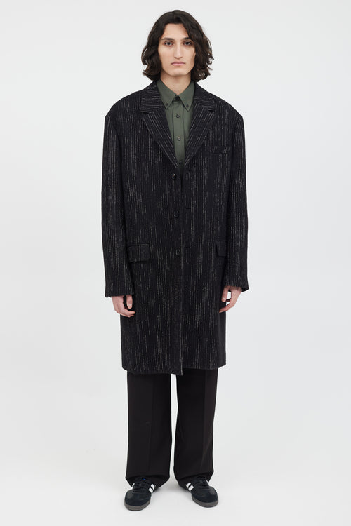 Acne Studios Black & White Wool Tweed Coat