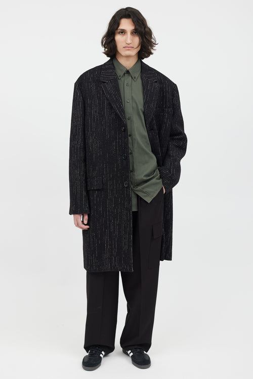 Acne Studios Black & White Wool Tweed Coat