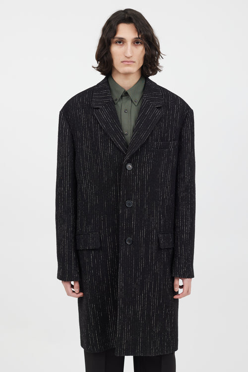 Acne Studios Black & White Wool Tweed Coat
