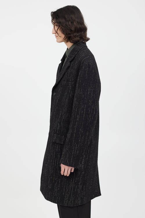 Acne Studios Black & White Wool Tweed Coat