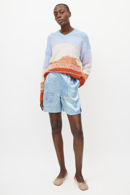 Acne Studios Blue & Multicolour Mohair Knit Sweater