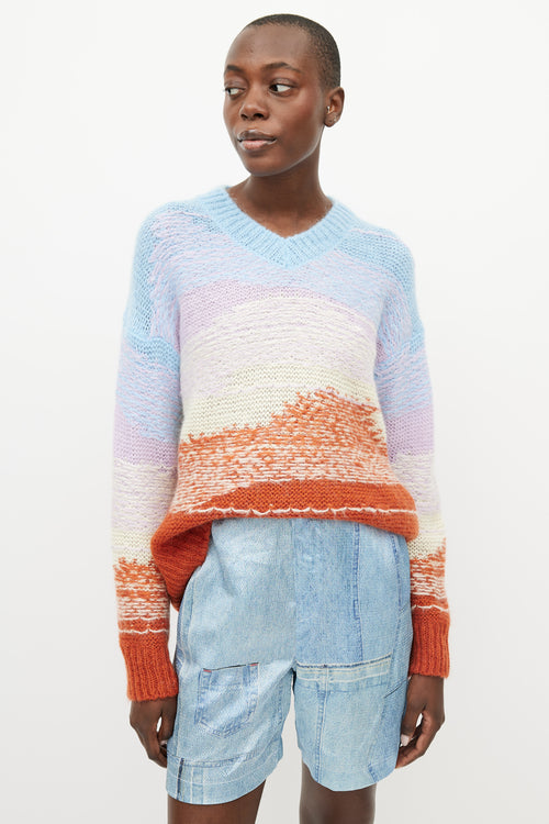 Acne Studios Blue & Multicolour Mohair Knit Sweater