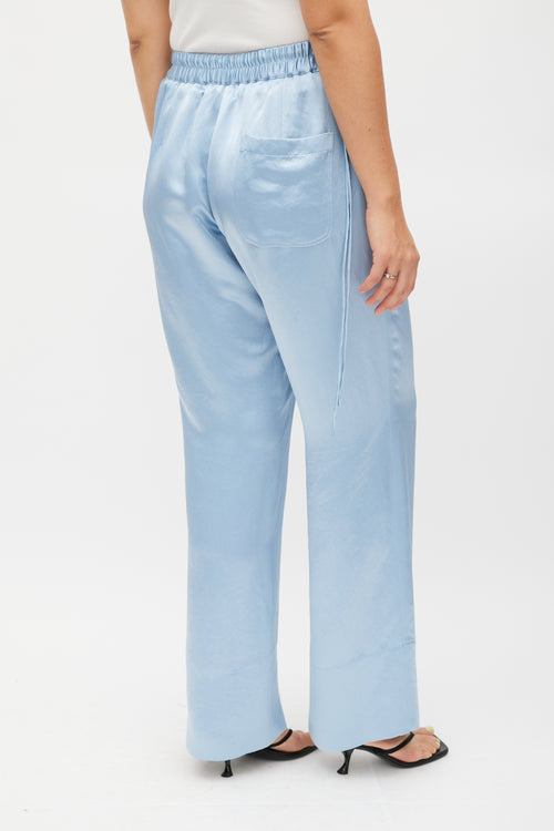 Acne Studios Blue Satin Wide Leg Trouser