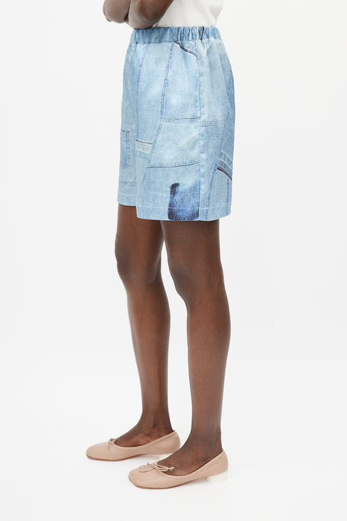 Acne Studios Blue Trompe L'oeil Denim Satin Short