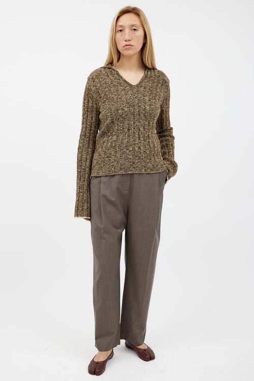 Acne Studios Green & Brown Wool Knit Top