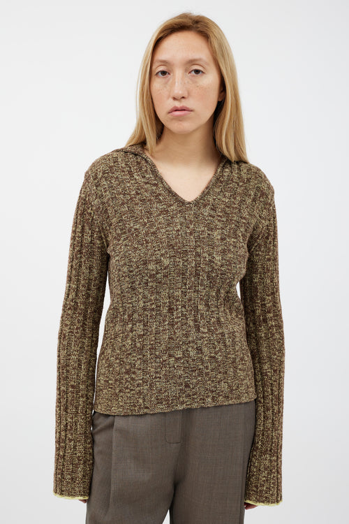 Acne Studios Green & Brown Wool Knit Top
