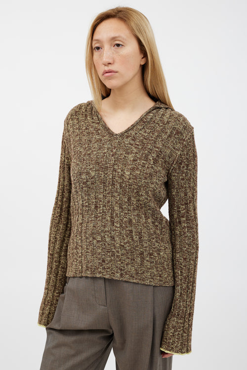 Acne Studios Green & Brown Wool Knit Top