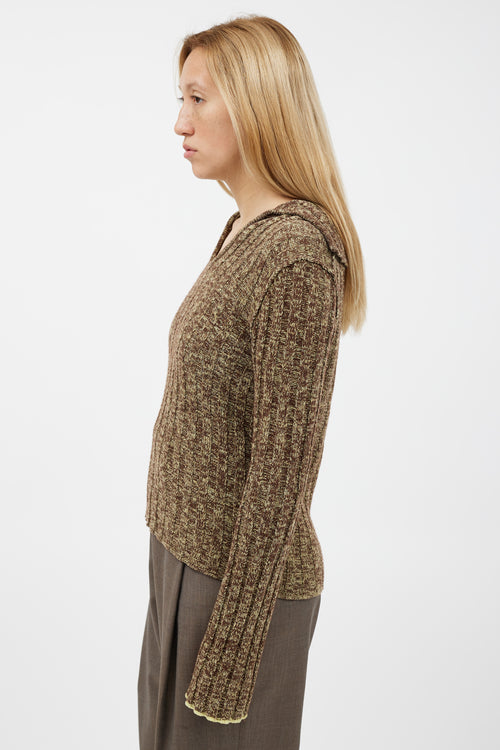 Acne Studios Green & Brown Wool Knit Top