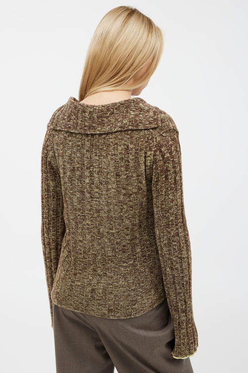 Acne Studios Green & Brown Wool Knit Top