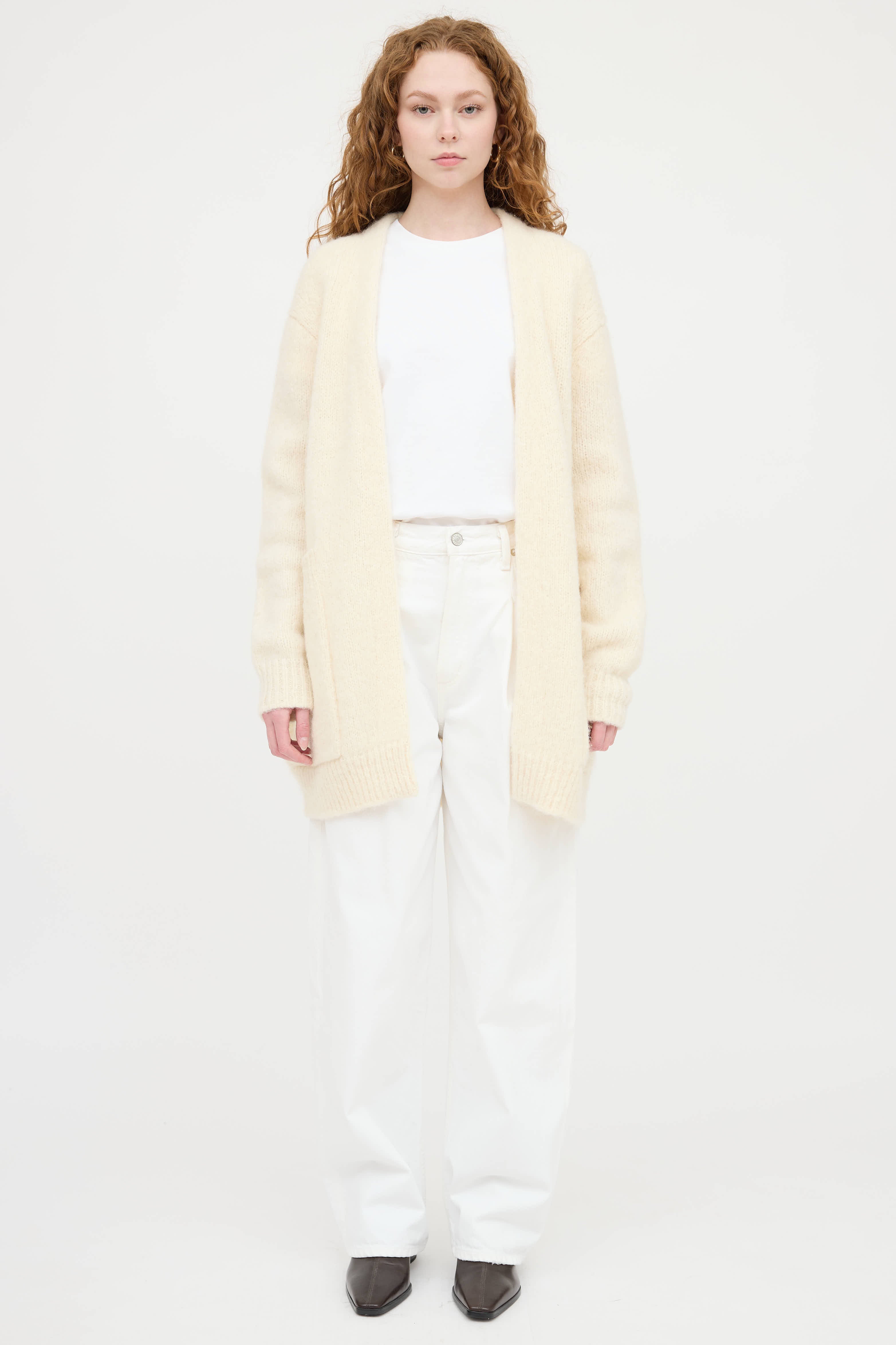 Acne Studios Wool Knit Open Front Cardigan