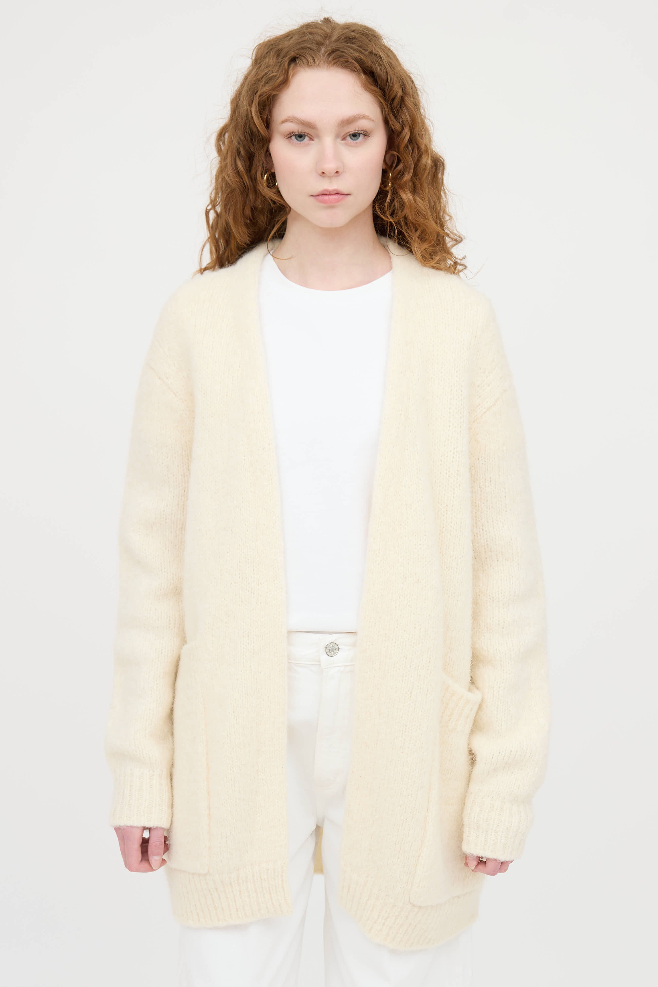 Acne Studios Wool Knit Open Front Cardigan