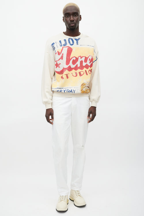 Acne Studios Cream & Multicolour Logo Sweatshirt