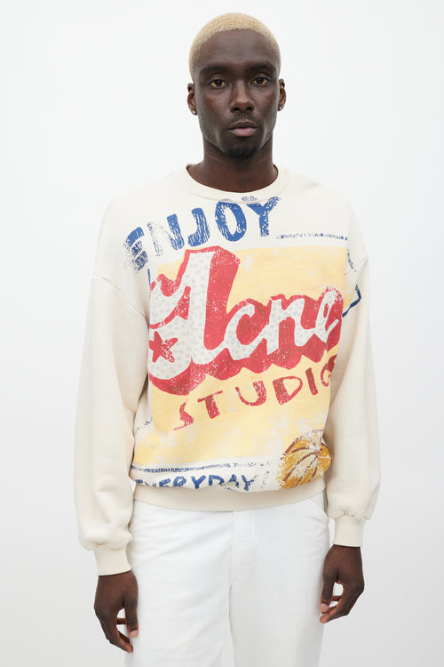 Acne Studios Cream & Multicolour Logo Sweatshirt
