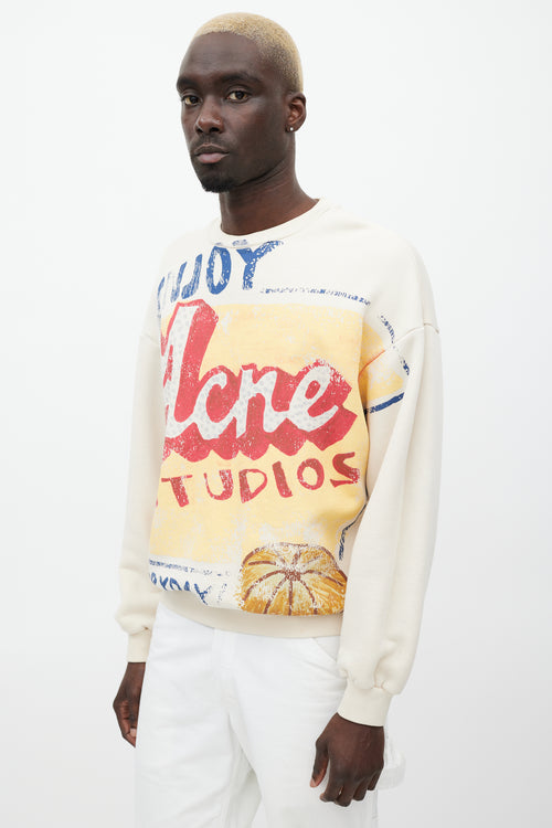 Acne Studios Cream & Multicolour Logo Sweatshirt