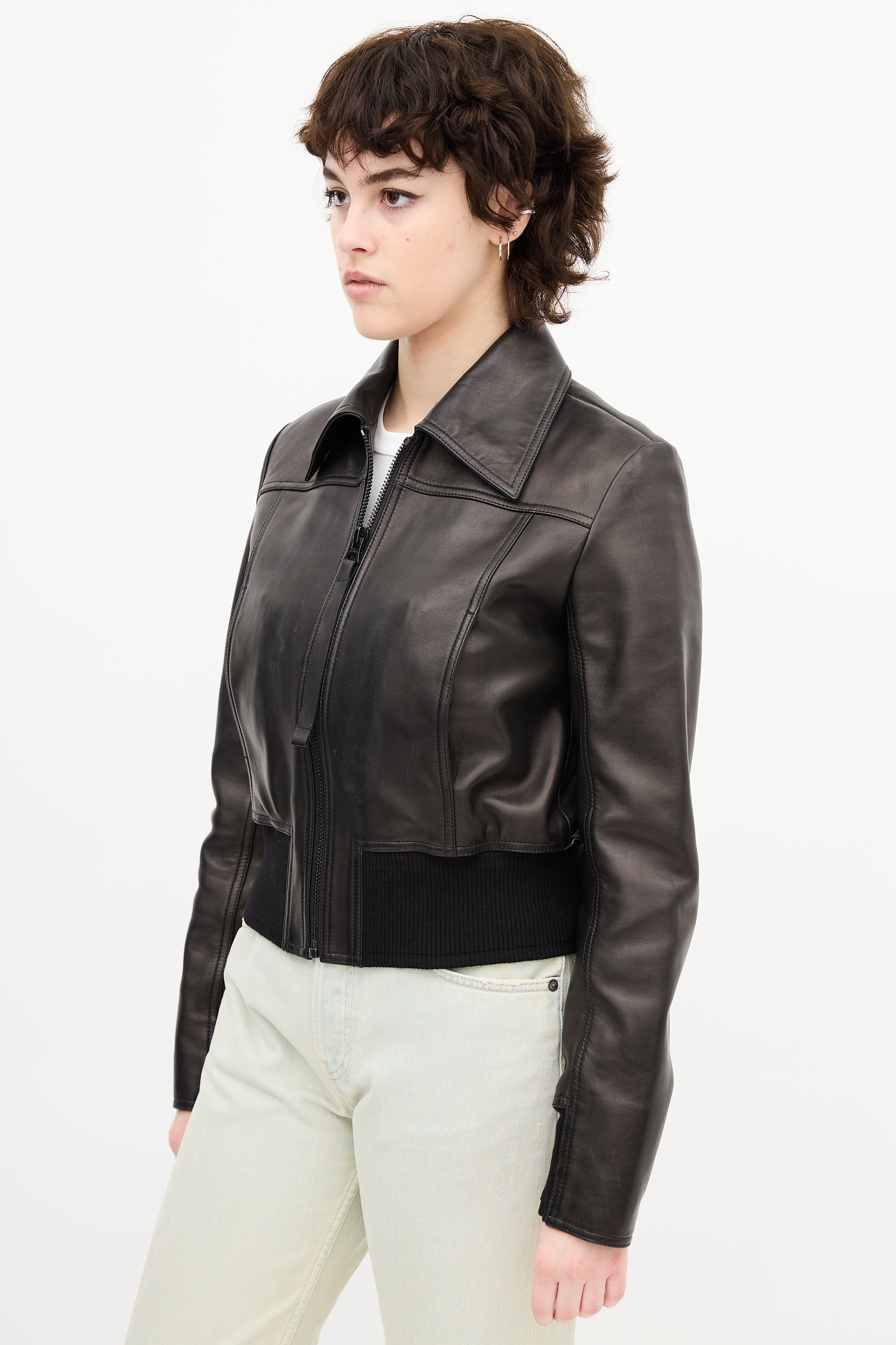 Acne Studios Metallic Brown Leather Jacket