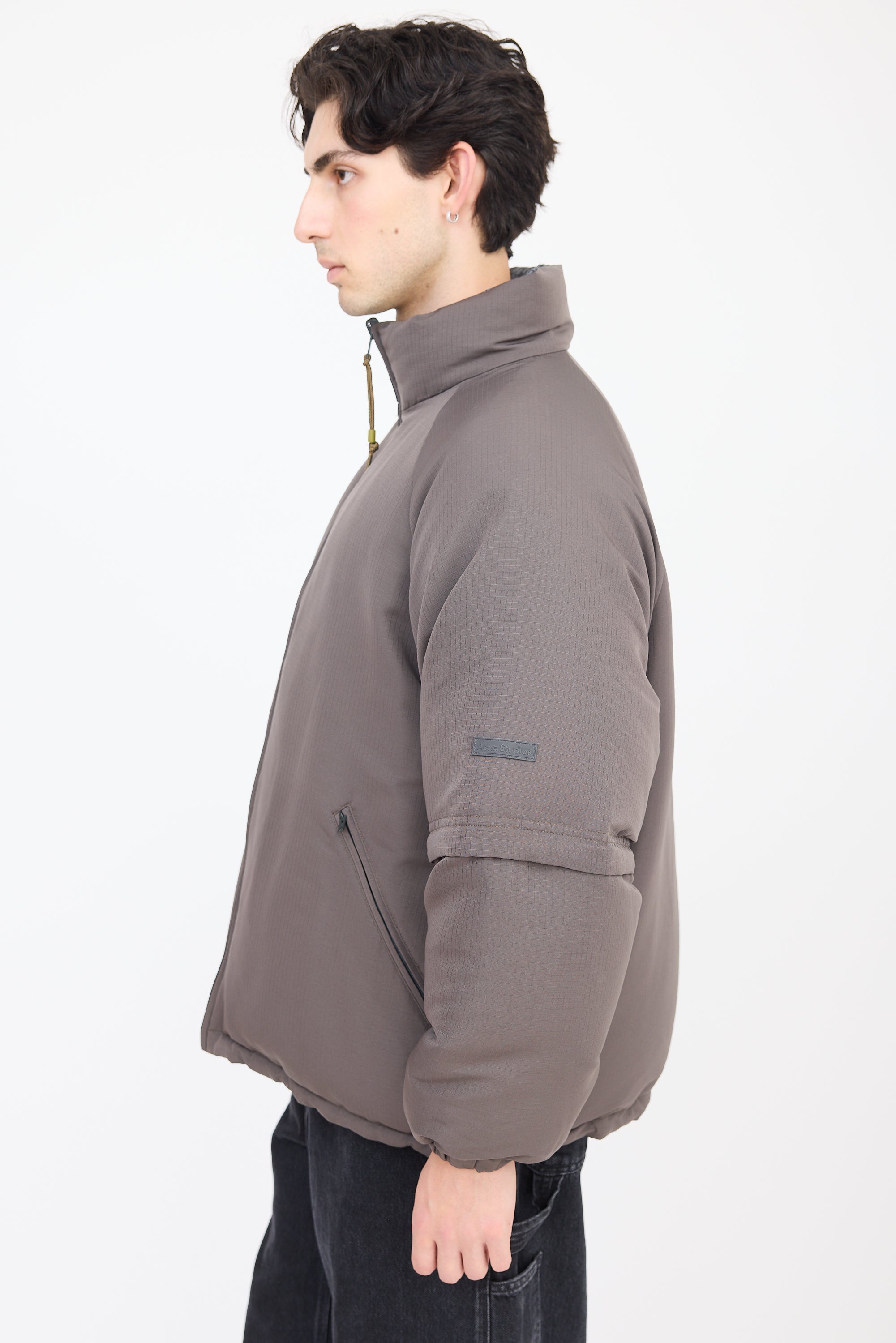 Acne Studios Green Floral Reversible Down Jacket