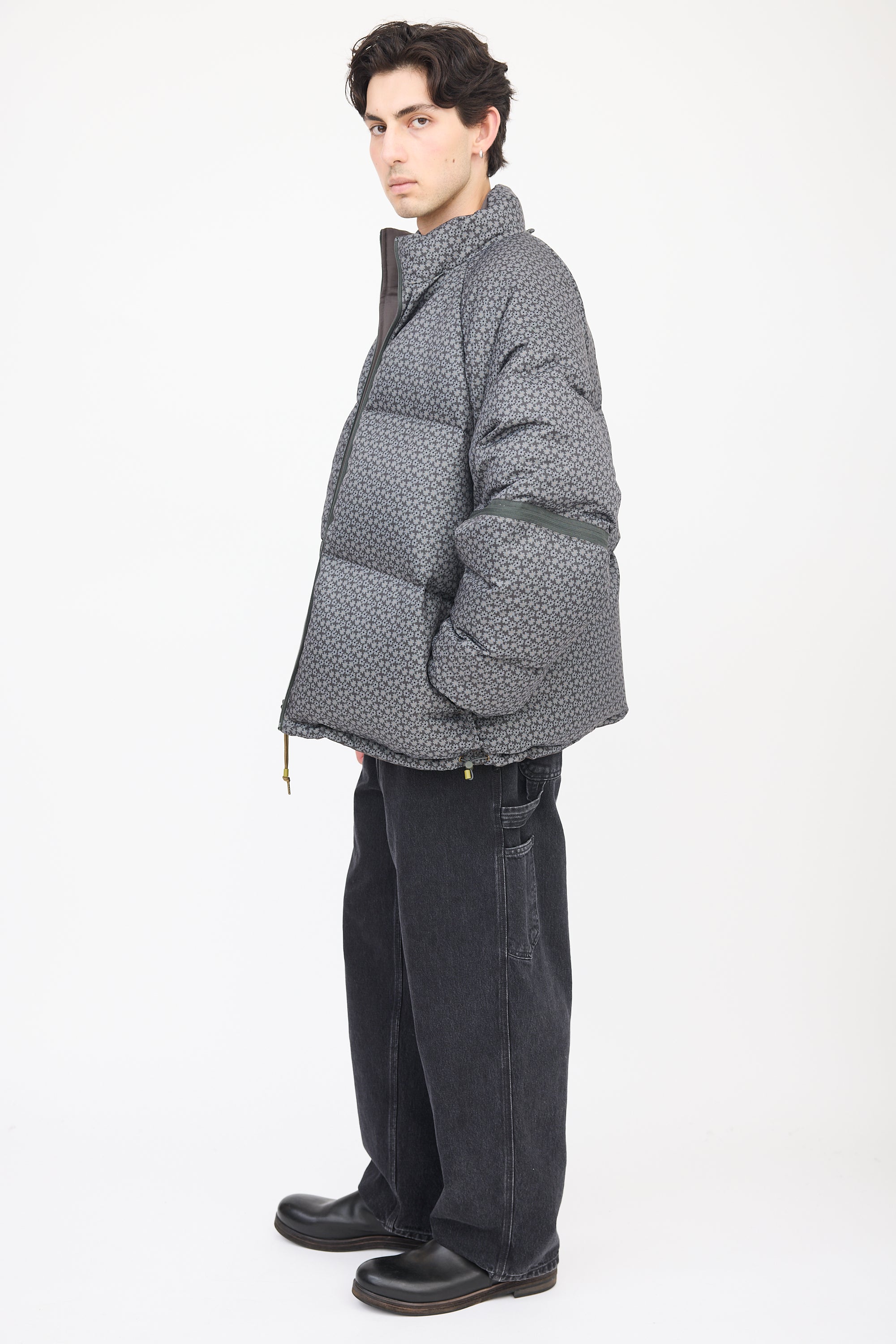 Acne Studios Green Floral Reversible Down Jacket