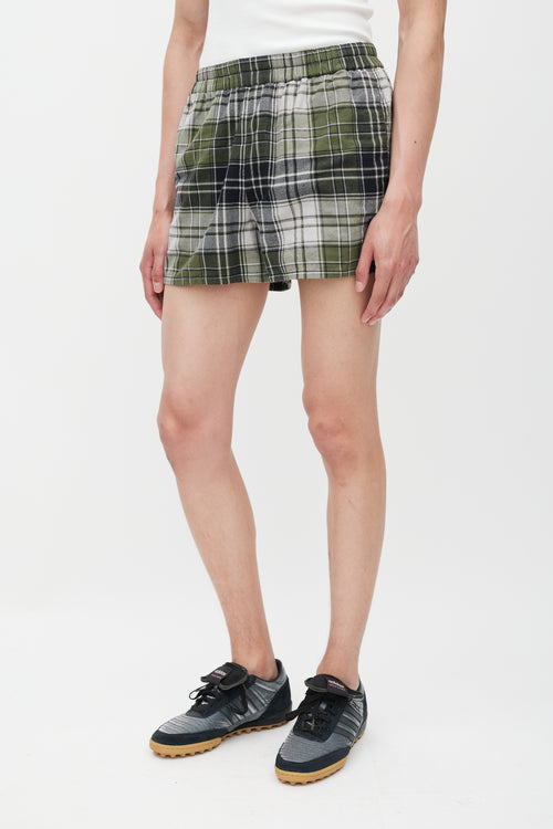 Acne Studios Green & Grey Plaid Flannel Roxx Shorts