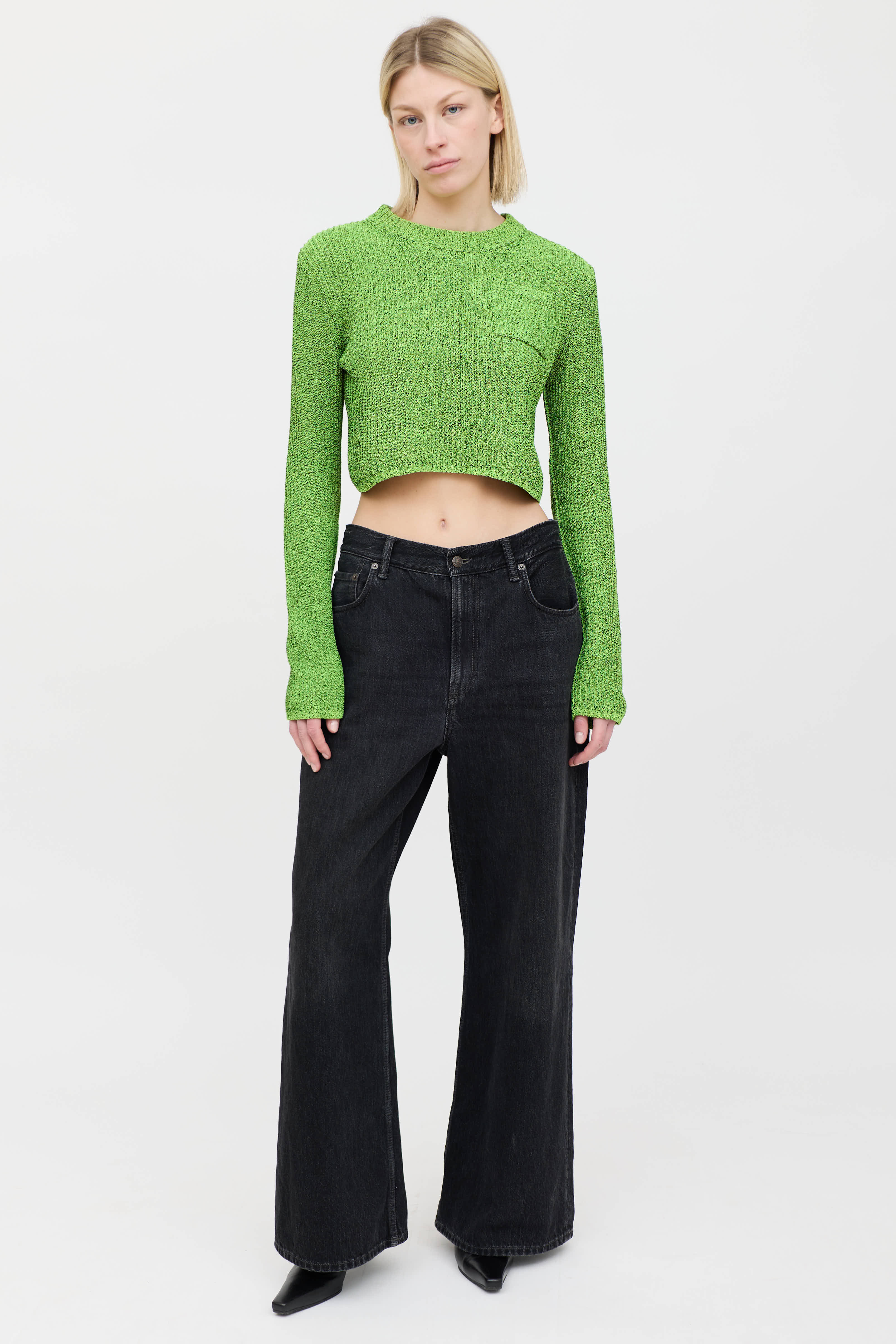 Acne Studios Marbled Cropped Knit Sweater