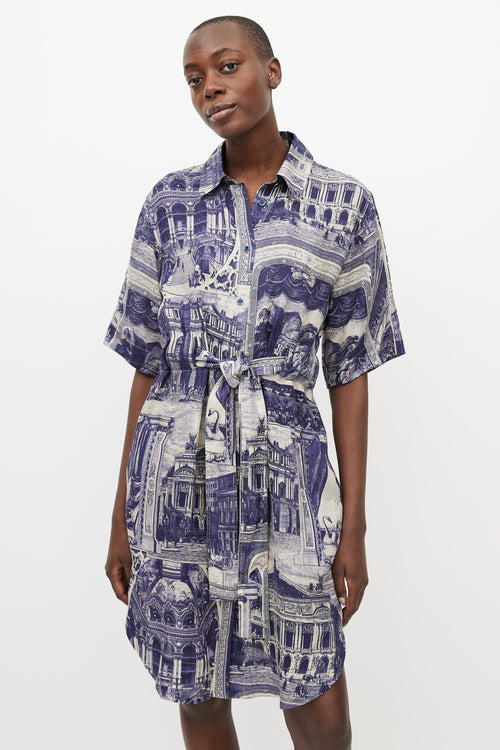 Acne Studios Grey & Blue Theatre Linen Belted Dress
