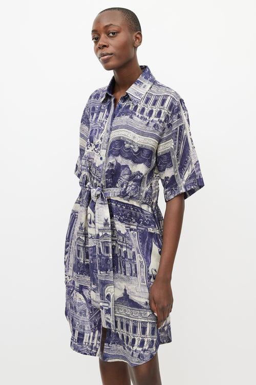 Acne Studios Grey & Blue Theatre Linen Belted Dress