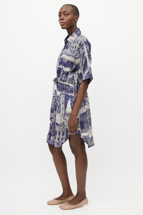 Acne Studios Grey & Blue Theatre Linen Belted Dress