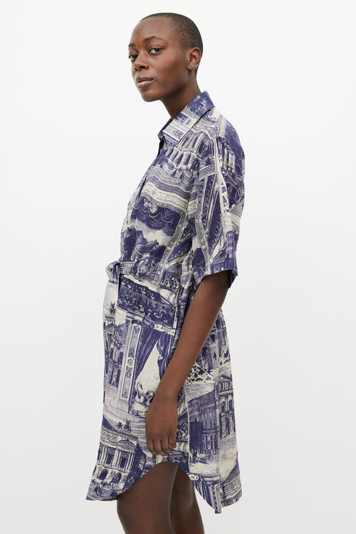 Acne Studios Grey & Blue Theatre Linen Belted Dress