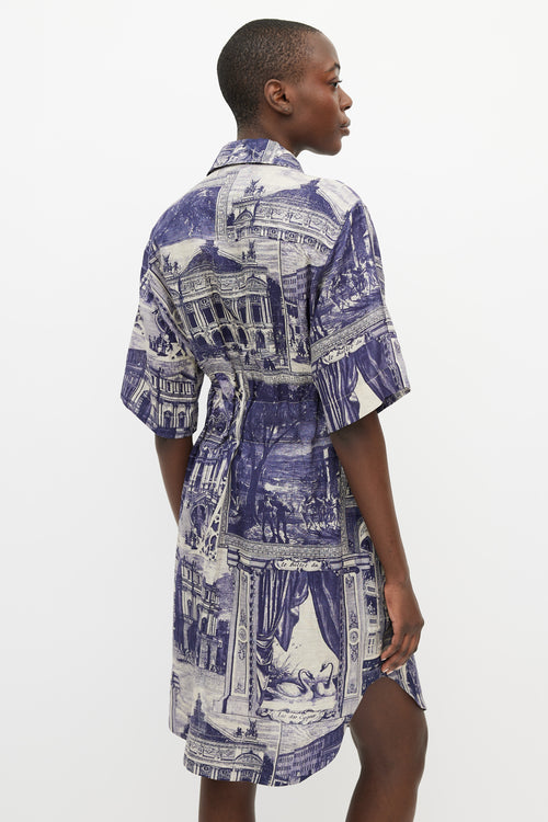 Acne Studios Grey & Blue Theatre Linen Belted Dress