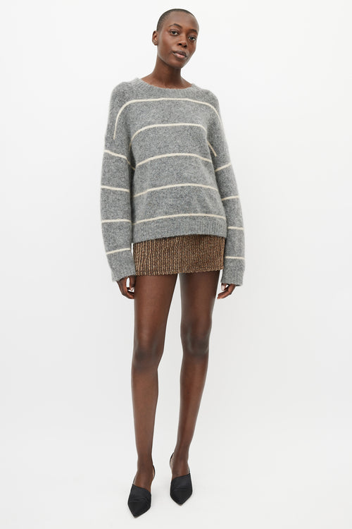 Acne Studios Grey & Cream Wool Knit Striped Sweater