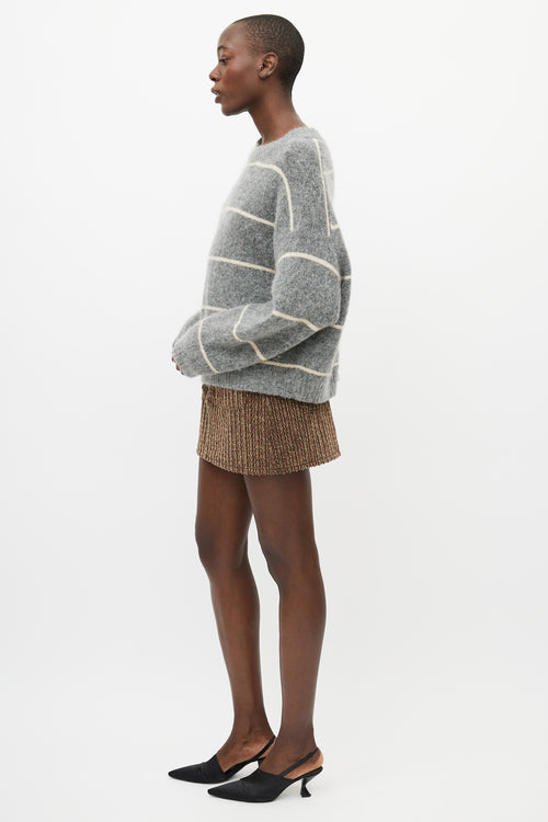 Acne Studios Grey & Cream Wool Knit Striped Sweater